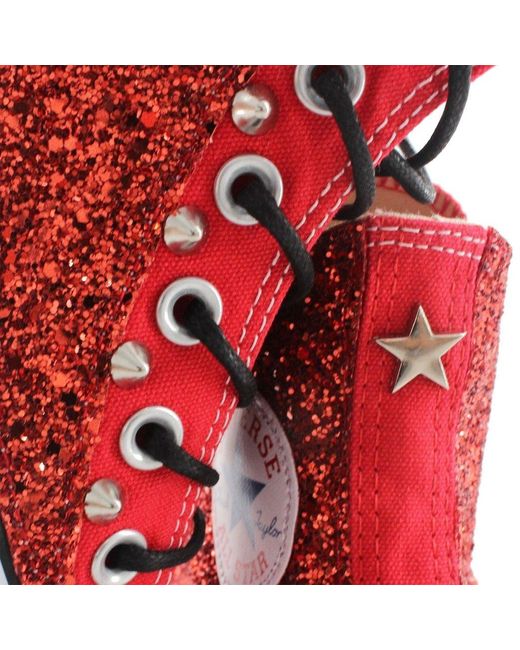 red sparkly converse