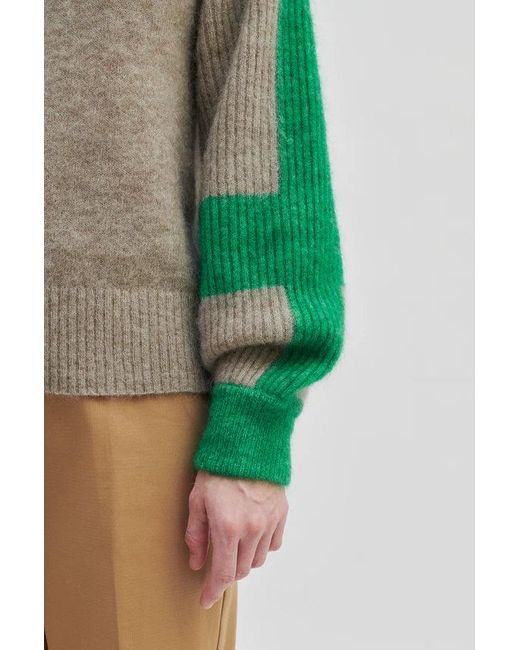 Second Female Wool 'bera' Knit T-neck Jumper in Brown (Green) | Lyst