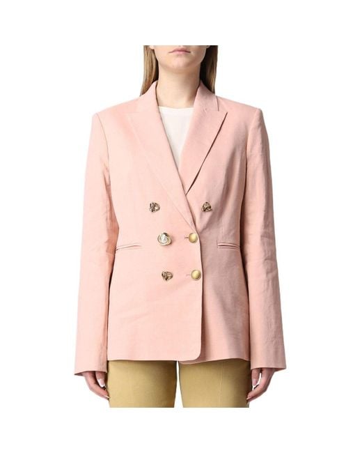 Pinko O Linen Blazer in Pink | Lyst