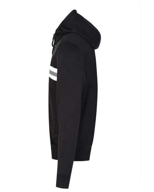 Moncler Striped Cotton Hoodie in Black for Men - Lyst