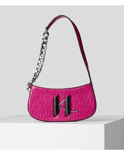 Karl Lagerfeld K/saddle Borsa A Spalla Con Monogram Goffrato in Pink Lyst