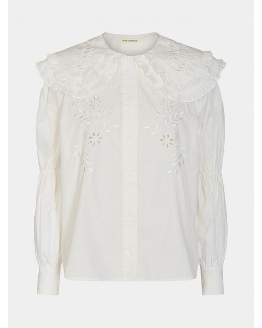 Sofie Schnoor Cotton Verrona Embroidered Big Collar Shirt Blouse in ...