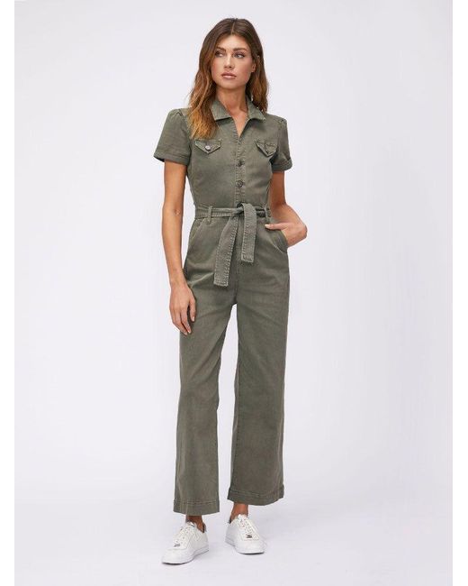 PAIGE Cotton Paige Anessa Jumpsuit Vintage Ivy in Green - Lyst