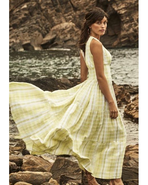 Seafolly Cotton Textured Gingham Maxi Dress in Yellow | Lyst