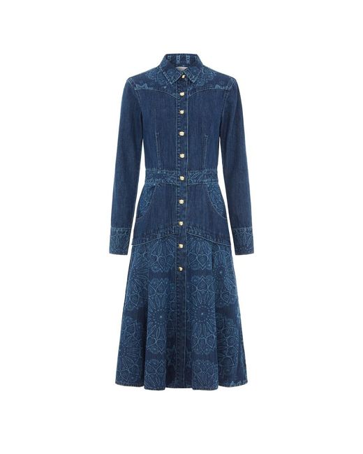 Hayley Menzies Dalton Laser Print Denim Midi Shirt Dress in Blue | Lyst