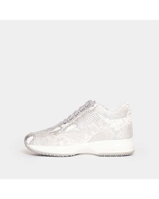 Hogan Sneakers Interactive In Pelle Stampa Pitone in Silver (Metallic) |  Lyst