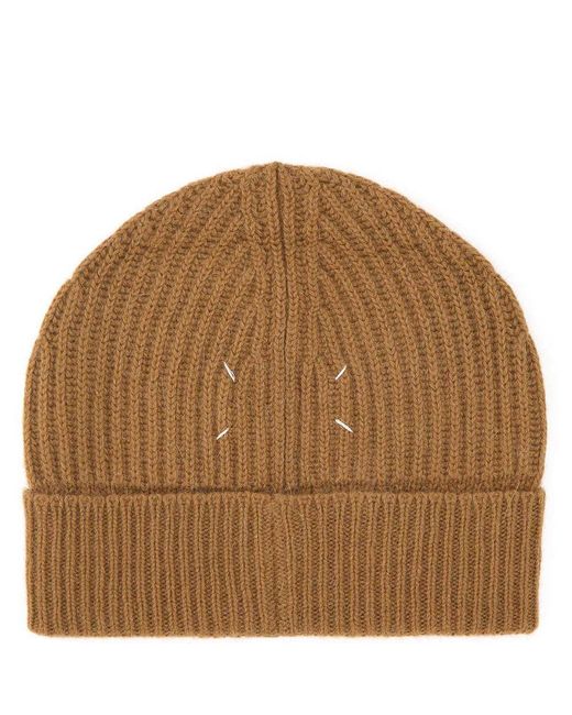 Ribbed-knit Beanie Brown for Men 