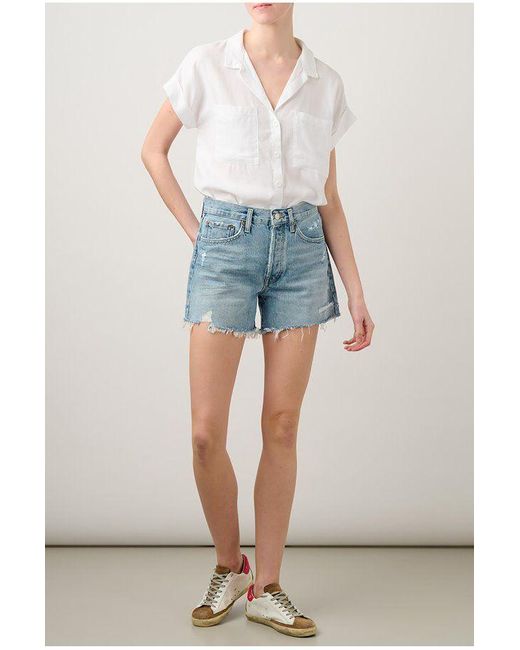 Agolde Denim Parker Long Shorts in Blue 
