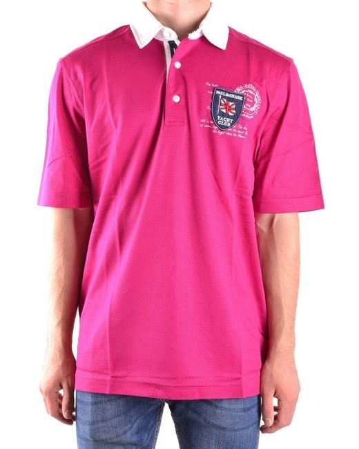 Paul and Shark Mens Pique Cotton Polo Shirt Pink 