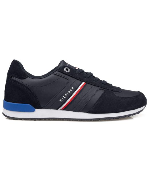 Tommy Hilfiger Iconic Runner Leather Suede Mix Trainer in Black (Blue) for  Men | Lyst Australia