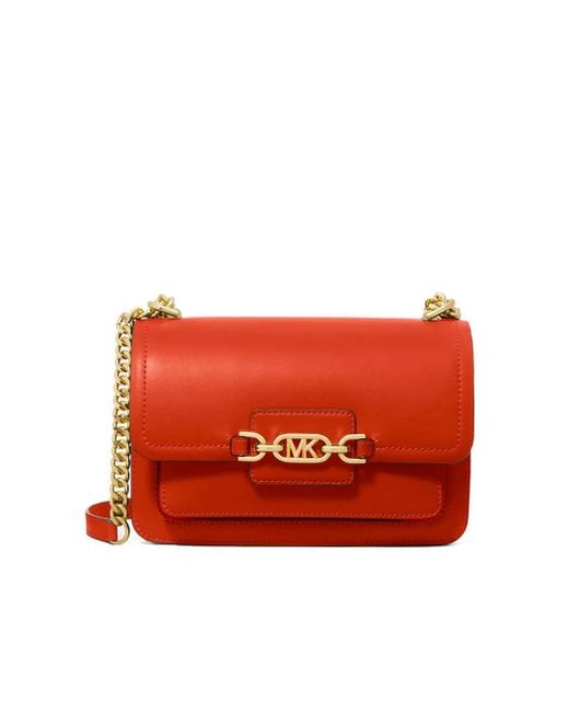 Michael Kors Leather Heather Deep Orange Crossbody Bag in Red | Lyst