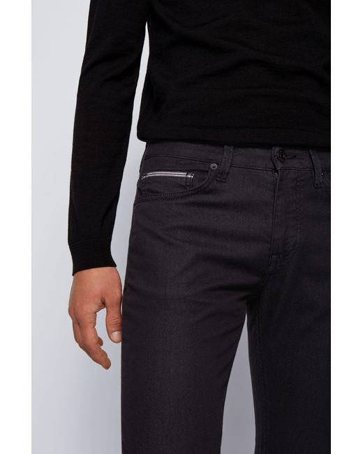 BOSS by HUGO BOSS Delaware3-1-20+ French-terry Stretch Denim Jeans in Black  for Men | Lyst