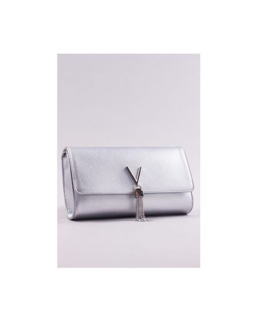 silver valentino clutch