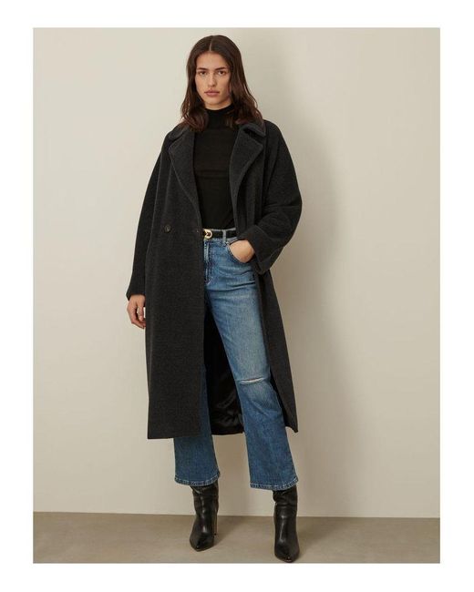 Marella Wool Bavero Belted Longline Coat in Grey (Gray) Lyst