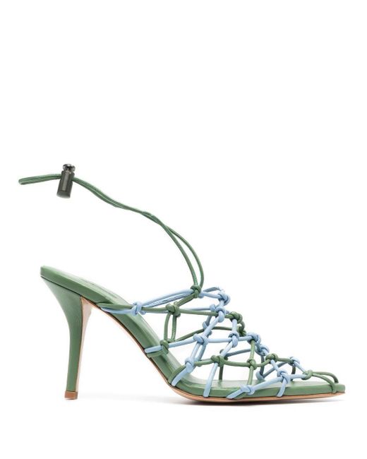 Gia Borghini Woven Sandal in Green (Metallic) | Lyst