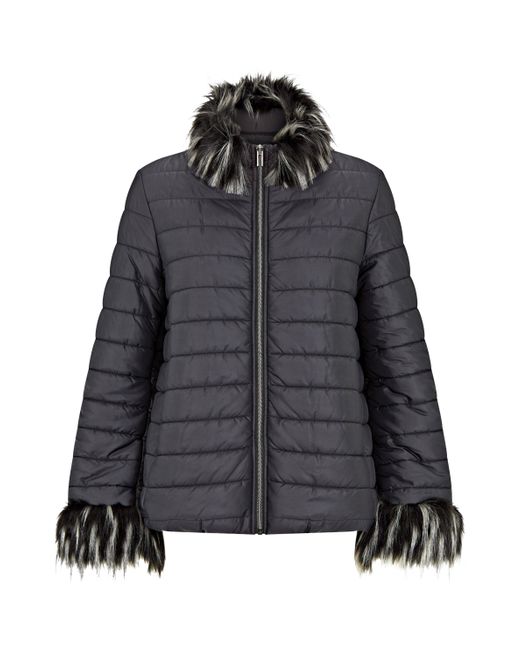 James Lakeland Lightweight Faux Fur Trim Jacket in Black Lyst