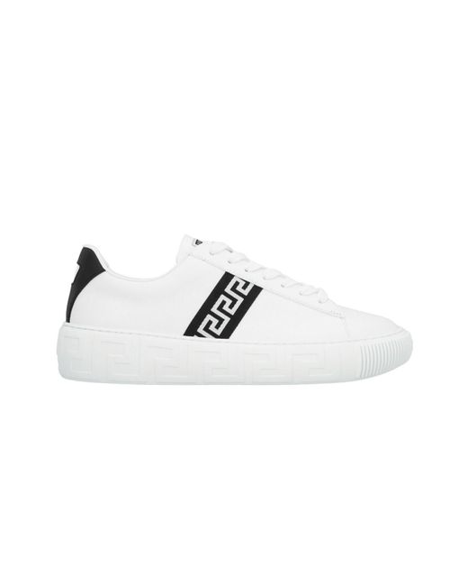 Versace Leather Greca Stripe Sneakers in White for Men | Lyst