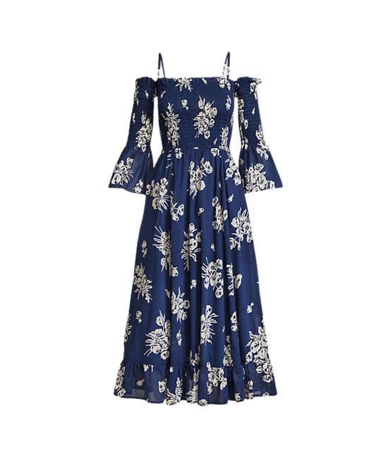 ralph lauren floral smocked cotton dress