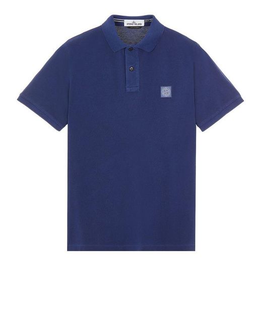 Stone Island Polo Shirt Cotton in Blue for Men | Lyst UK