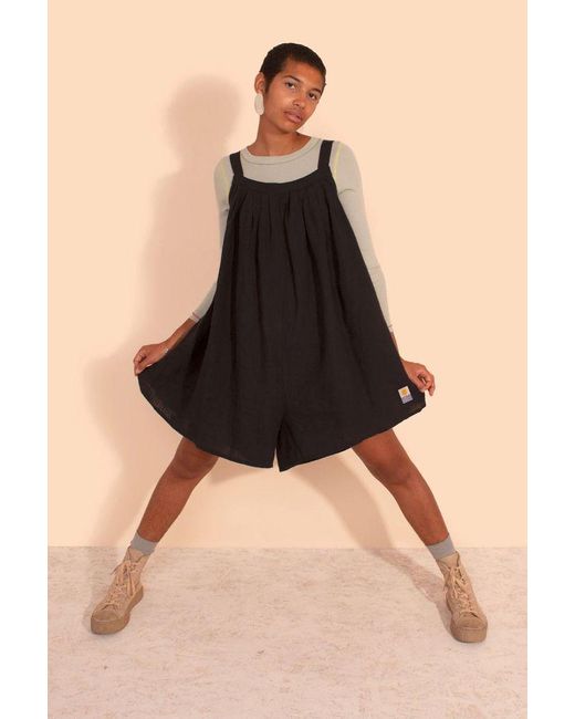 L.F.Markey Basic Linen Romper in Black 