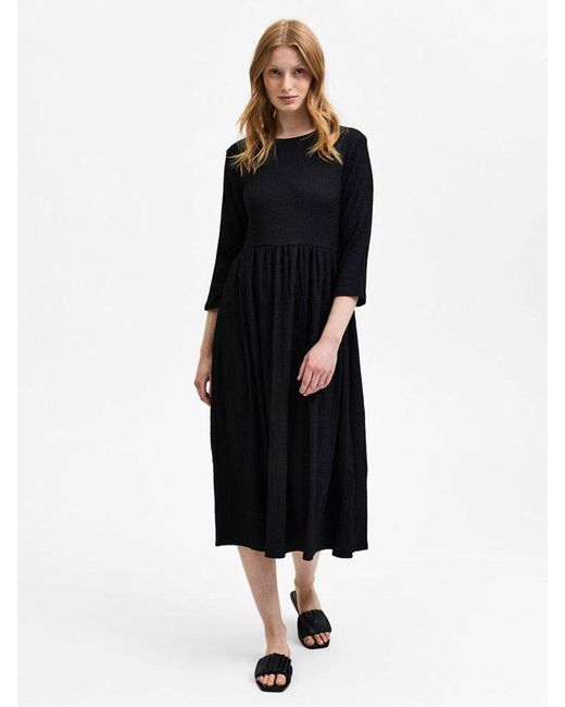SELECTED Synthetic Bea Dress in Black | Lyst