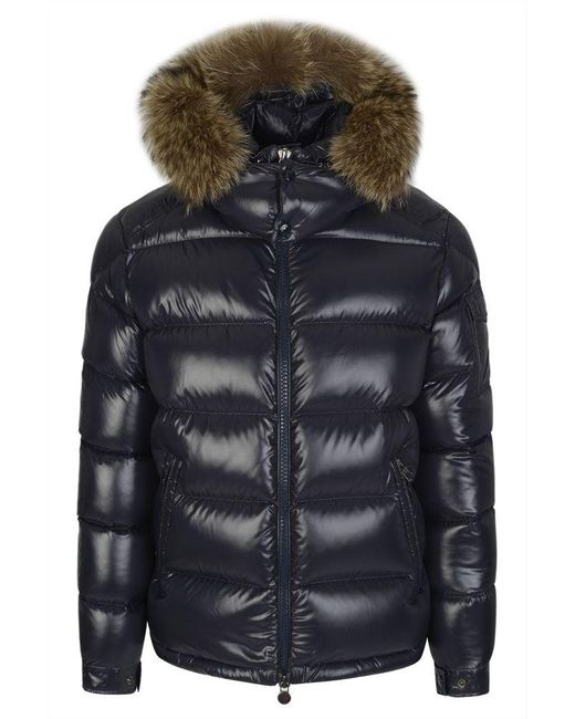 Moncler Maya Fur Jacket in Blue (Black) for Men | Lyst