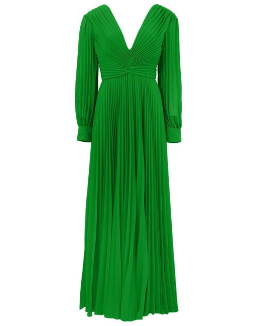 Badgley Mischka Synthetic Pleated V Neck Gown in Green - Save 26% | Lyst