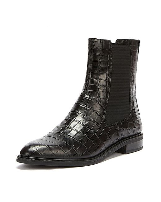 Vagabond Leather Frances Croc Boots in Black - Lyst