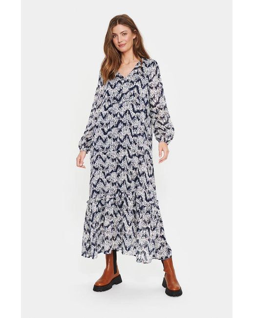 Saint Tropez Synthetic V Neck Maxi Dress in Blue (White) - Save 3% | Lyst
