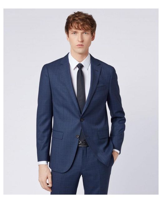 BOSS Slim Fit Virgin Wool Novan6/ben2 Suit in Blue for Men - Lyst