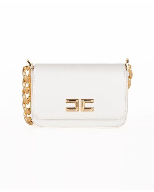 Elisabetta Franchi Mini Bag Con Logo Dorato Bs75a22e2 in White | Lyst