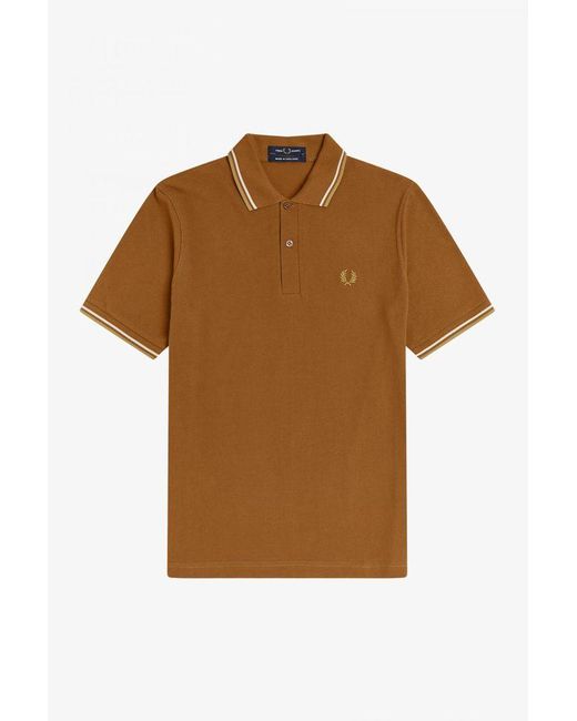 Fred Perry Cotton Fred Perry M12 Twin Tipped Shirt - Dark Caramel in Brown  for Men - Lyst