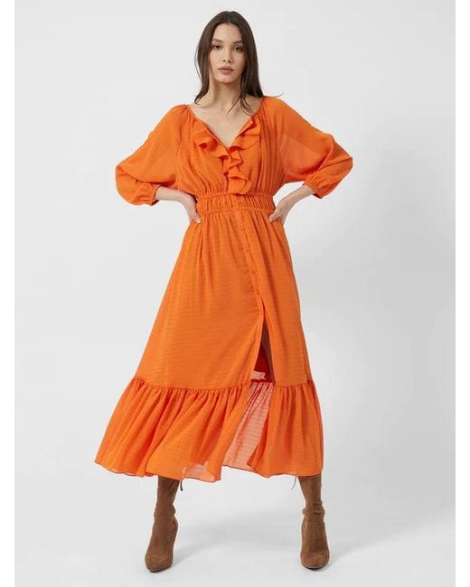 French Connection Anna Cora Pleated Dress-burnt -71tah in Orange | Lyst