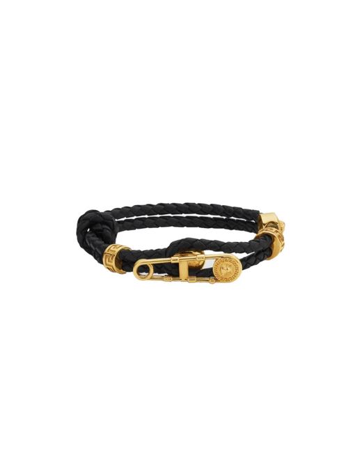 Versace Braided Safety Pin Bracelet in Black for Men Lyst