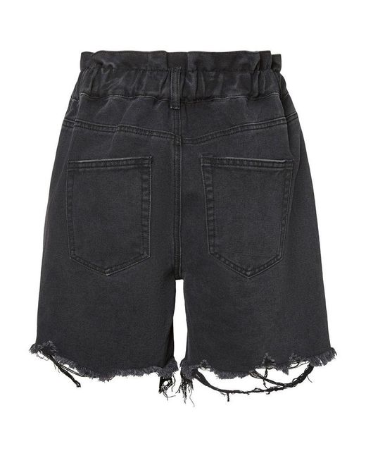 Noisy May Isabel Paper Bag Denim Shorts in Black - Lyst