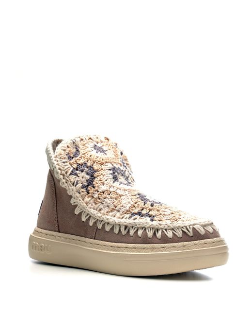 Mou Eskimo Estive Bold Crochet Upper in Natural Lyst
