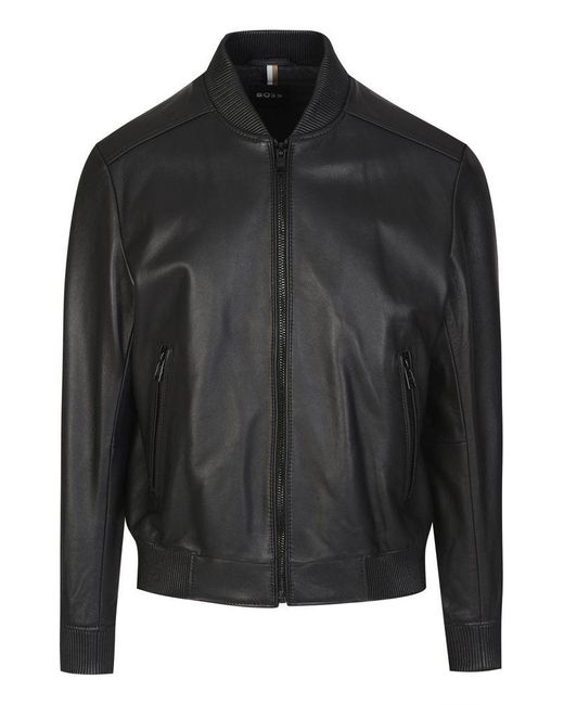BOSS by HUGO BOSS Malban 1 Leather Jacket in Black for Men - Lyst