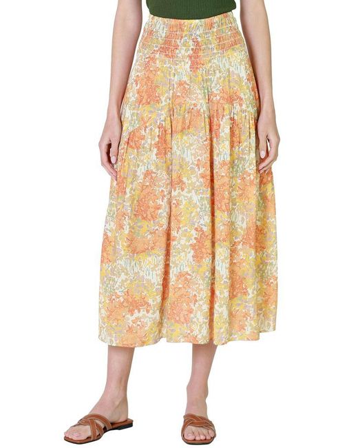 Vince Synthetic Garden Smocked Tiered Skirt In Dusk | Lyst