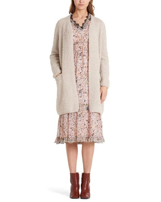 Marc Cain Wool Boucle Knitted Coatigan In Soft Almond Lyst