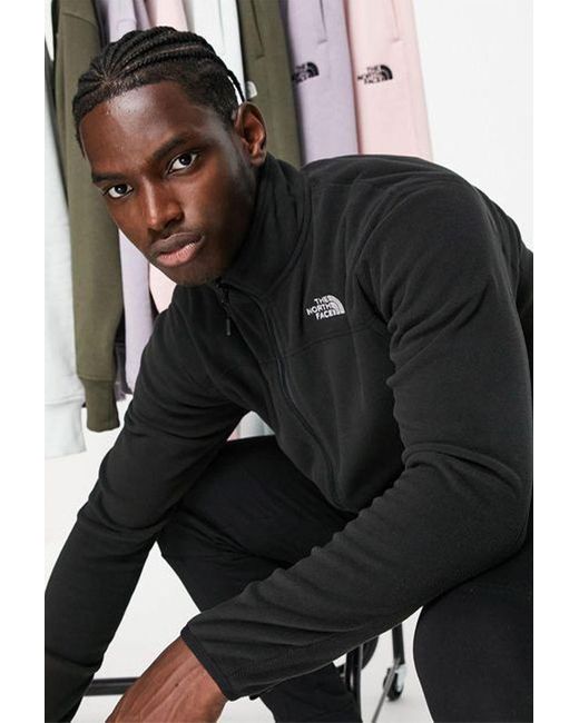 the north face 100 glacier full zip fleece in black