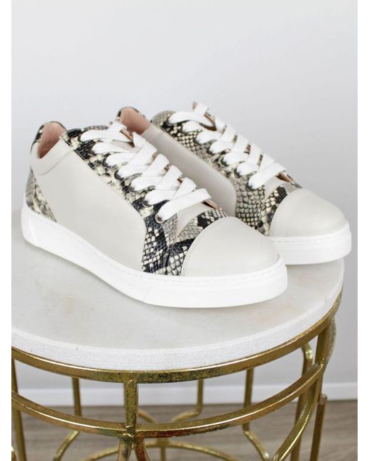 white trainers with snake print