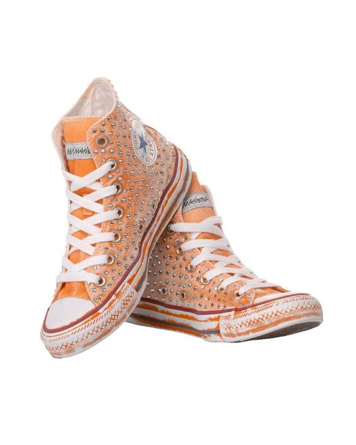 Converse Women's Mi1263 Orange Cotton Hi Top Sneakers - Lyst