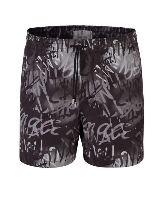 Canali Graffiti Swim Shorts () in Black for Men - Lyst