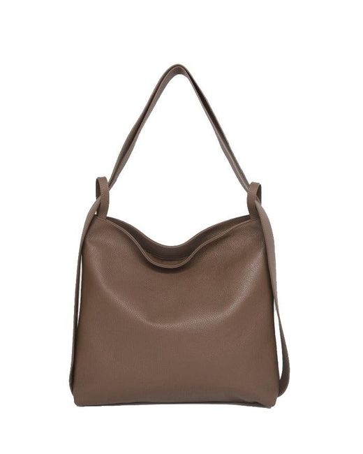 Sostter Dark Tan Pebbled Leather Convertible Tote Backpack in Brown | Lyst