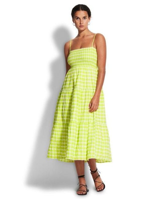 Seafolly Cotton Portofino Gingham Maxi Dress Lime in Yellow Lyst