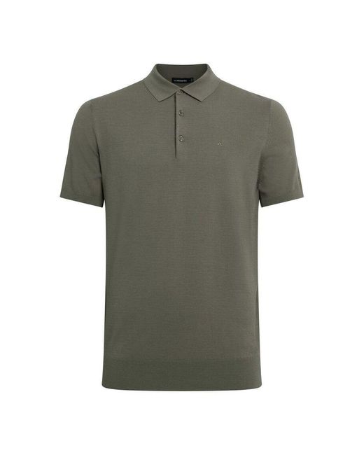 J.Lindeberg Ridge Cotton Silk Knit Polo Olive in Grey (Gray) for Men - Lyst