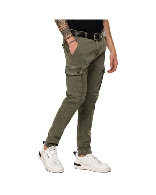Replay Denim Hyperflex X.l.i.t.e Jaan Cargo Slim Jeans in Green for Men |  Lyst