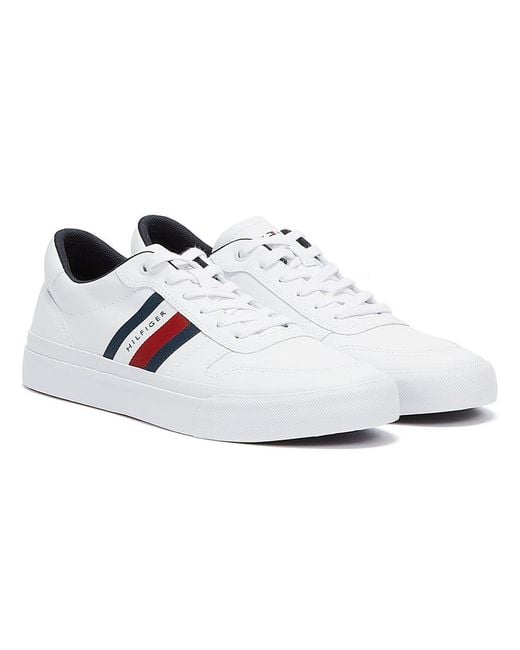 Tommy Hilfiger Corporate Stripes Vulcanised Trainers in White for Men ...