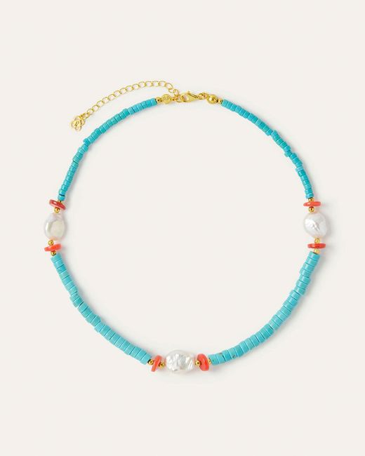 Ottoman Hands Adelina Pearl And Turquoise Beaded Necklace Lyst