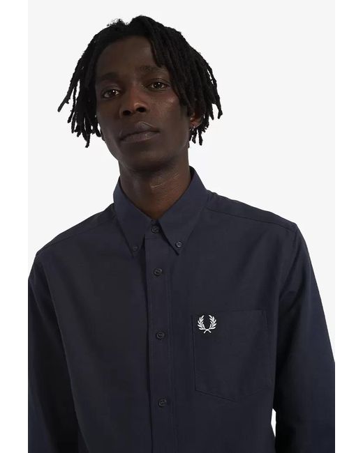 Fred Perry Cotton Oxford Shirt In Black For Men Lyst 